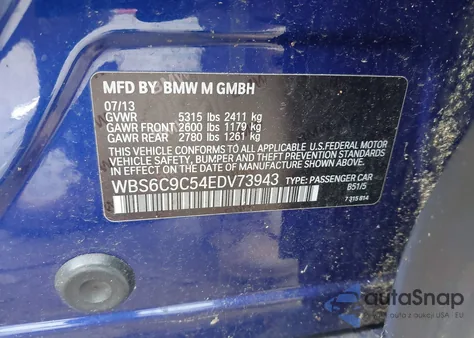 2014 BMW M6 Gran Coupe from USA, damaged, VIN WBS6C9C54EDV73943